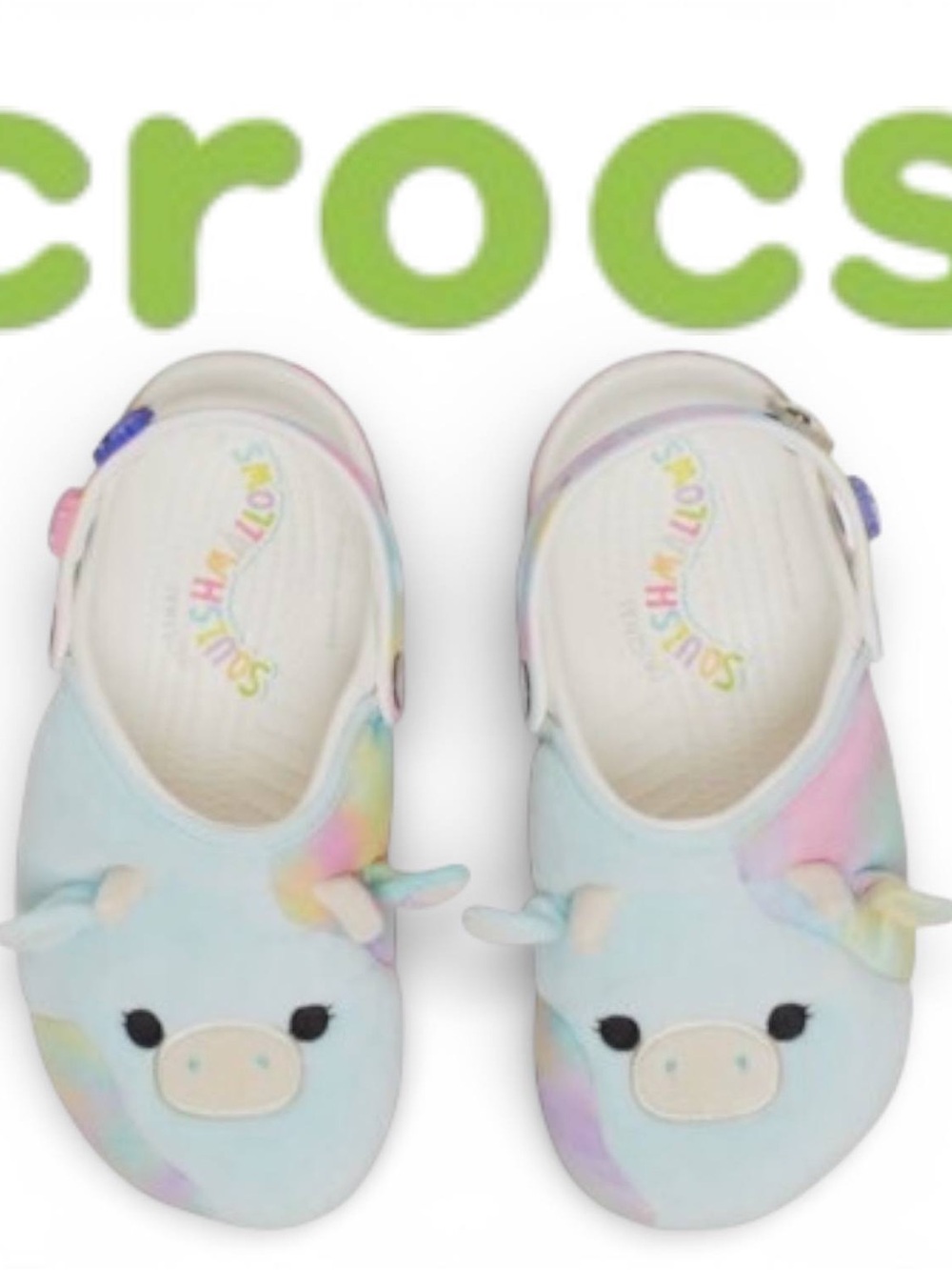 CROCS Kids Unicorn Pastel Tie-Dye Clogs - Light Blue Pink